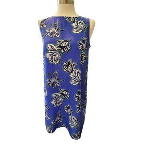 Halogen Blue Floral Sleeveless Dress With Back Zipper Womans Medium jj3588